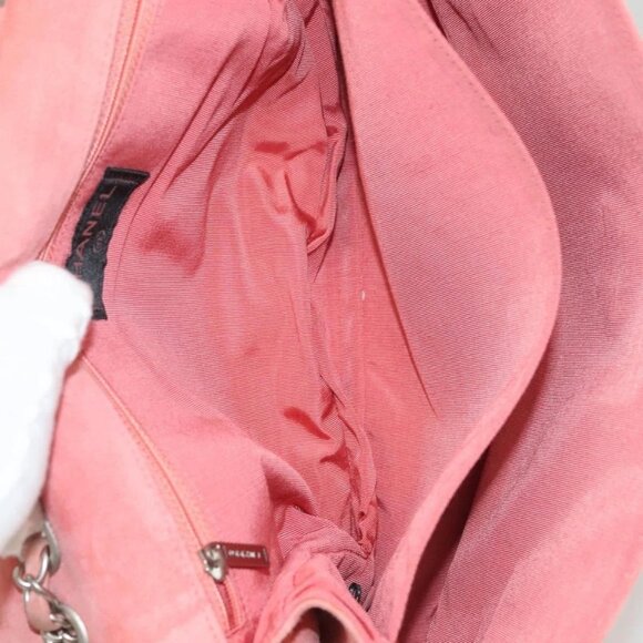 CHANEL Choco Bar Chain Shoulder Bag Suede Pink CC Auth 130967 - Picture 9 of 16